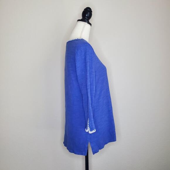 Talbots Blue Embroidered Blouse Large - Picture 2 of 7